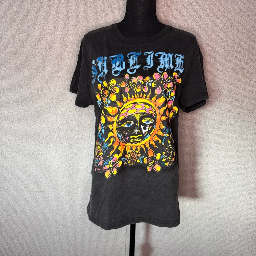 Sublime Graphic Tee with Sun and Floral Design